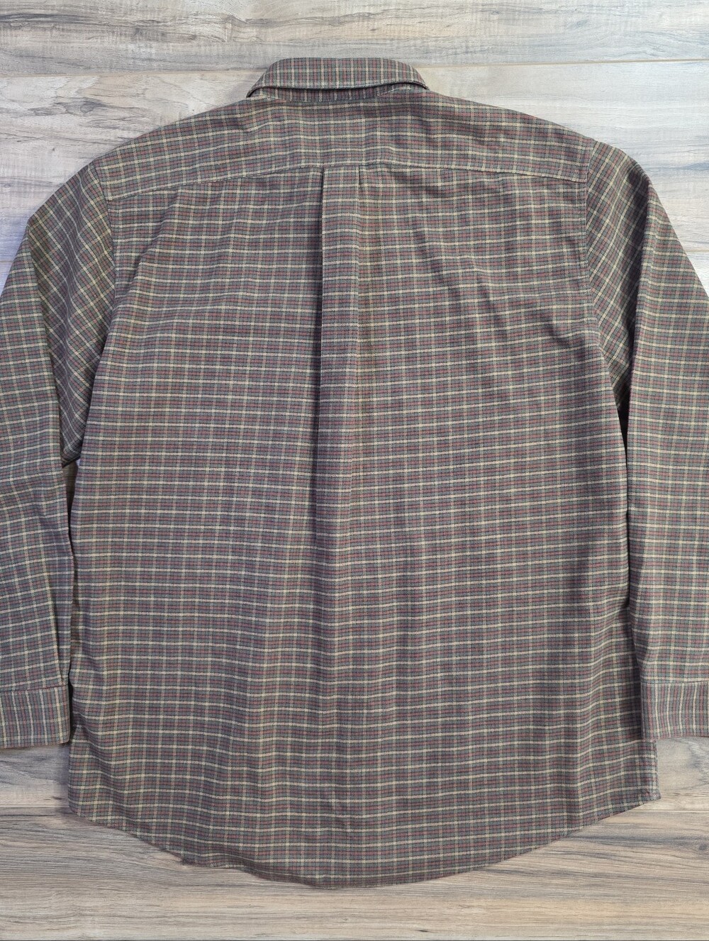 LL Bean Plaid Flannel Button Up Shirt Brown Green Mens Size L Long Sleeve Cotton - Picture 2 of 9